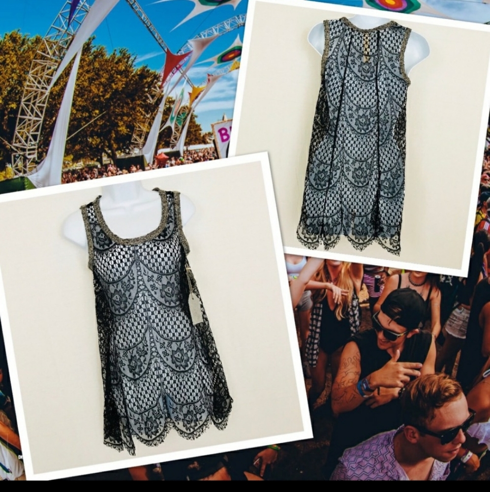 💥Black lace scallop tunic